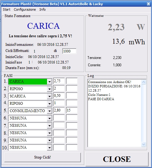 scarica arduino controllo batteria